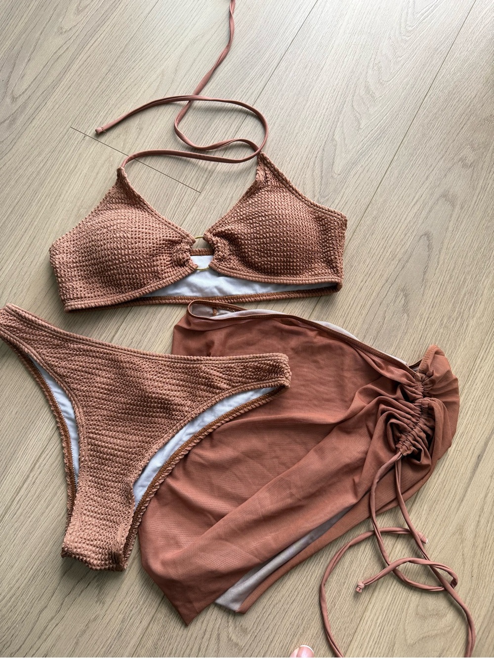 Women's Bikini Set with Cover-Up - Rust